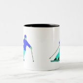 Skier Snow Skiing Zweifarbige Tasse (Mittel)