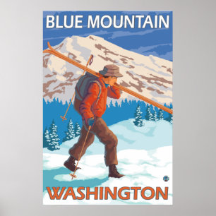 Skier Snow Skis - Blauer Berg, WA Poster