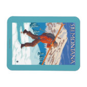 Skier Snow Skis - Montana Magnet (Horizontal)