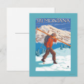 Skier Snow Skis - Montana Postkarte (Vorne/Hinten)