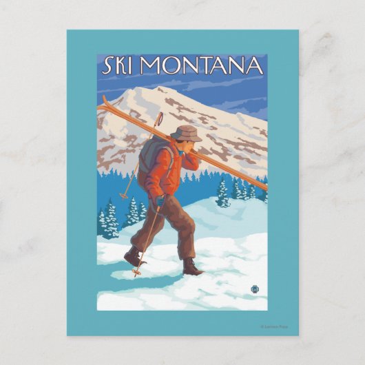 Skier Snow Skis - Montana Postkarte (Vorderseite)