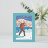 Skier Snow Skis - Montana Postkarte (Stehend Vorderseite)