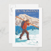 Skier Snow Skis - Montana Postkarte (Vorne/Hinten)