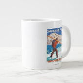 Skier Snow Skis - Snoqualmie Pass, WA Jumbo-Tasse (Vorderseite Rechts)