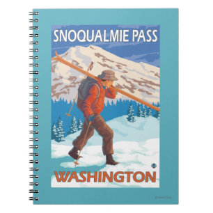 Skier Snow Skis - Snoqualmie Pass, WA Notizblock