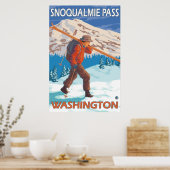Skier Snow Skis - Snoqualmie Pass, WA Poster (Küche)