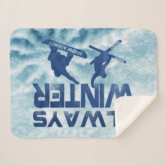 Skier & Snowboarder Throw Blanket Sherpadecke (Vorderseite (Horizontal))