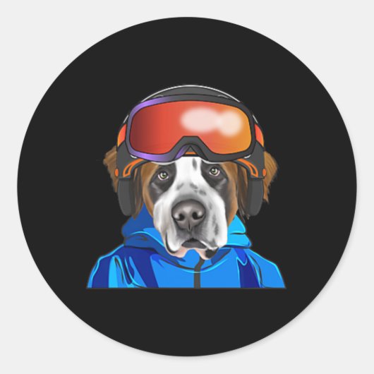 Skier St. Bernard Snowboarding Pocket Runder Aufkleber (Vorderseite)