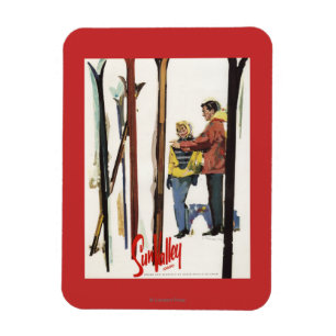 Skier stehend im Schnee beim Paar Poster Magnet