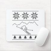 Skier - Strickmuster - Weihnachten - Berge Mousepad (Mit Mouse)