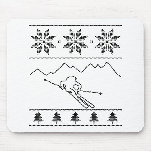 Skier - Strickmuster - Weihnachten - Berge Mousepad (Vorne)