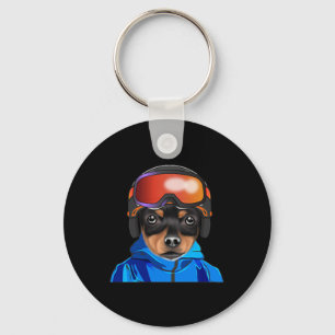 Skier Toy Fox Terrier Snowboarder Pocket Schlüsselanhänger