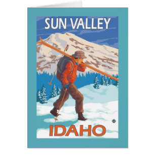 Skier-tragende Schnee-Ski-Vintage Reise 2