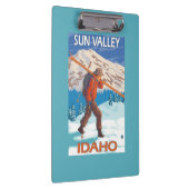 Skier-tragende Schnee-Ski-Vintage Reise 2 Klemmbrett (Rechts)