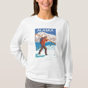 Skier-tragende Schnee-Ski-Vintage Reise 3 T-Shirt