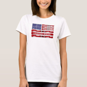 Skier und Schneeflocken USA-Flagge für den Winter T-Shirt