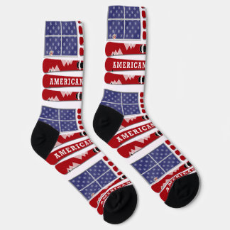 Skier und Schneeflocken USA-Flagge Socken