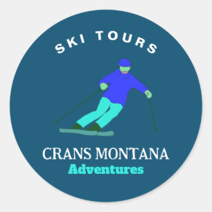 Skier Winter Sport Ski Abenteuer Personalisiert Runder Aufkleber