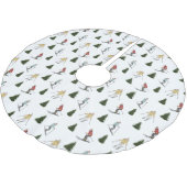 Skier Women And Fir Trees Winter Christmas Polyester Weihnachtsbaumdecke (Schrägansicht)