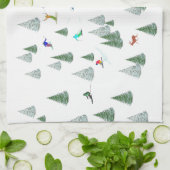 Skiers Downhill Skiing Illustration  Geschirrtuch (Gefaltet)