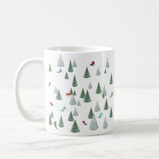 Skiers Downhill Skiing Illustration  Kaffeetasse (Links)
