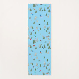 Skiers Downhill Skiing Illustration Pale Blue Yogamatte
