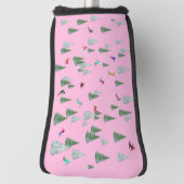Skiers Downhill Skiing Illustration Pink Golf Headcover (Rotieren 90)