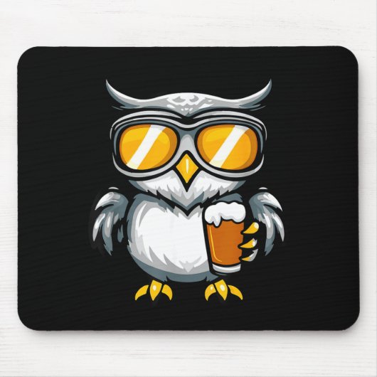 Skieule mit Bier _ Apres-Ski-Comic Mousepad (Vorne)