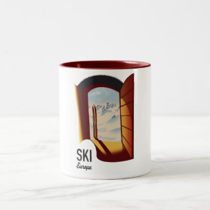 Skieuropa im Vintage-Stil Sportposter Zweifarbige Tasse