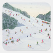 Skifahren 1995 quadratischer aufkleber (Vorderseite)