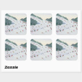 Skifahren 1995 quadratischer aufkleber (Blatt)