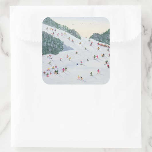 Skifahren 1995 quadratischer aufkleber (Tasche)