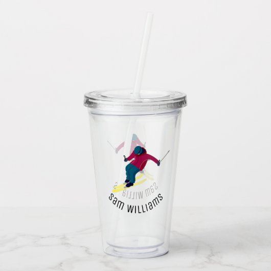 Skifahren Acryltrinkbecher (Rückseite)
