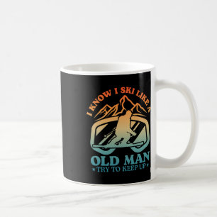 Skifahren Alter Mann Lustiger Skifahrer Berg Extre Kaffeetasse