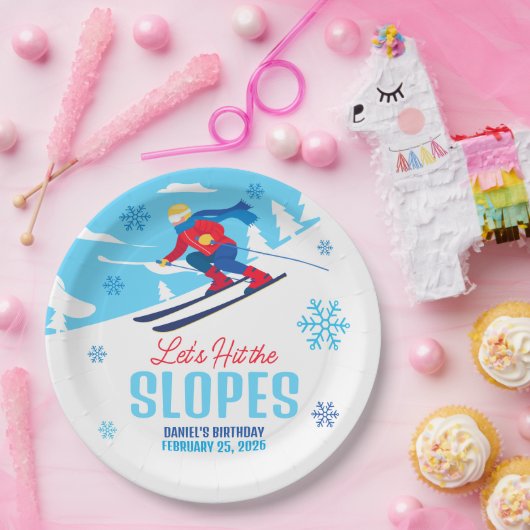Skifahren am Geburtstag Lasst uns die Pisten erwis Pappteller (Party)