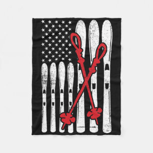 Skifahren Amerikanische Flagge Skifahren für Fraue Fleecedecke