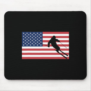 Skifahren Amerikanische Flagge Skifahrer Männer Fr Mousepad