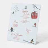 Skifahren Aquarelltränke Bar Sockelschild (Vorderseite)