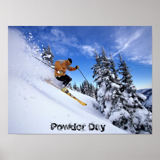 Skifahren auf einem Powder-Tagesplakat Poster (Vorne)