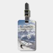 Skifahren - Berge und Skifahrer personalisieren Gepäckanhänger (Vorderseite vertikal)