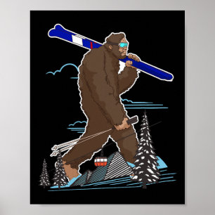 Skifahren Bigfoot Funny Sasquatch Ski für Wintersk Poster