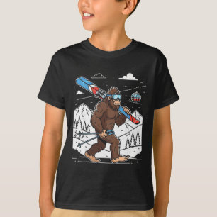 Skifahren Bigfoot Lustiger Sasquatch Skifahrer Sch T-Shirt
