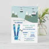 Skifahren Birthday Party Pisten Ski Snowboard Schn Einladung (Stehend Vorderseite)