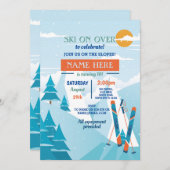 Skifahren Birthday Party Pisten Ski Snowboard Schn Einladung (Vorne/Hinten)