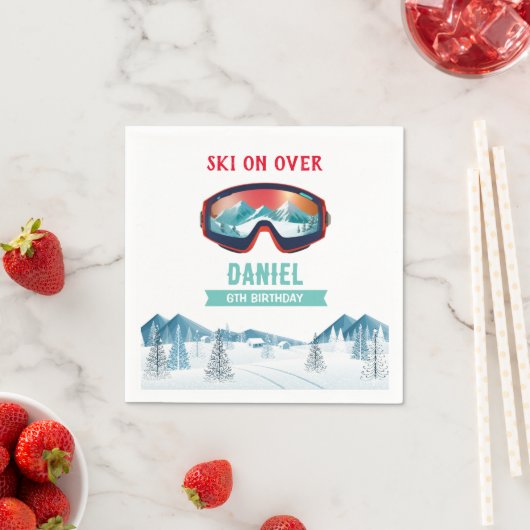 Skifahren Birthday Party Pisten Ski Snowboard Serviette (Beispiel)