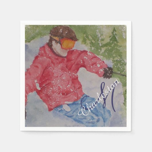 Skifahren Chalet Party Serviette (Vorderseite)