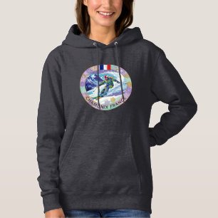 Skifahren Chamonix, Frankreich, Skifahrerin Hoodie