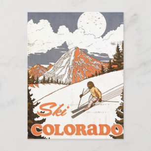 Skifahren Colorado Postkarte