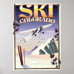 Skifahren colorado vintage Reiseplakat Poster