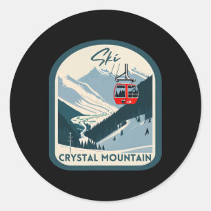 Skifahren Crystal Mountain Retro Vintage Crystal M Runder Aufkleber